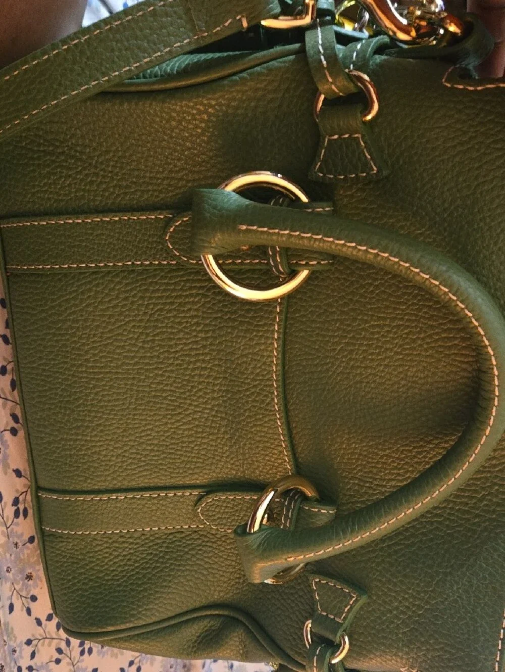 Dooney & Bourke Lucca Green Pebbled Leather Satchel.